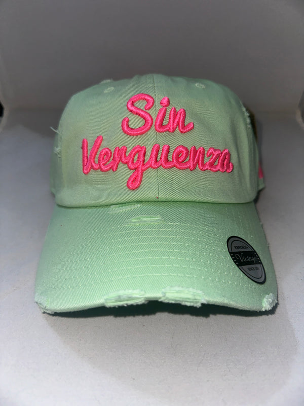 Sin Verguenza Mint Hot Pink Letters