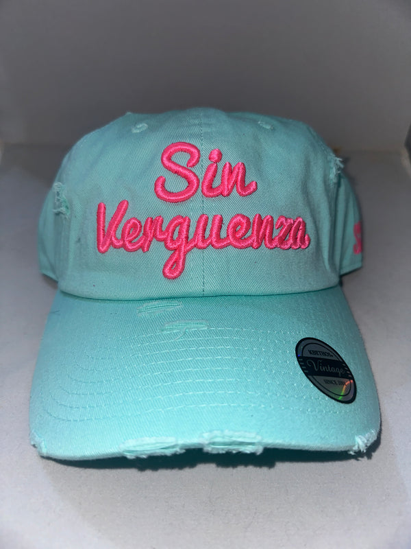 Sin Verguenza Aqua Hot Pink Letters