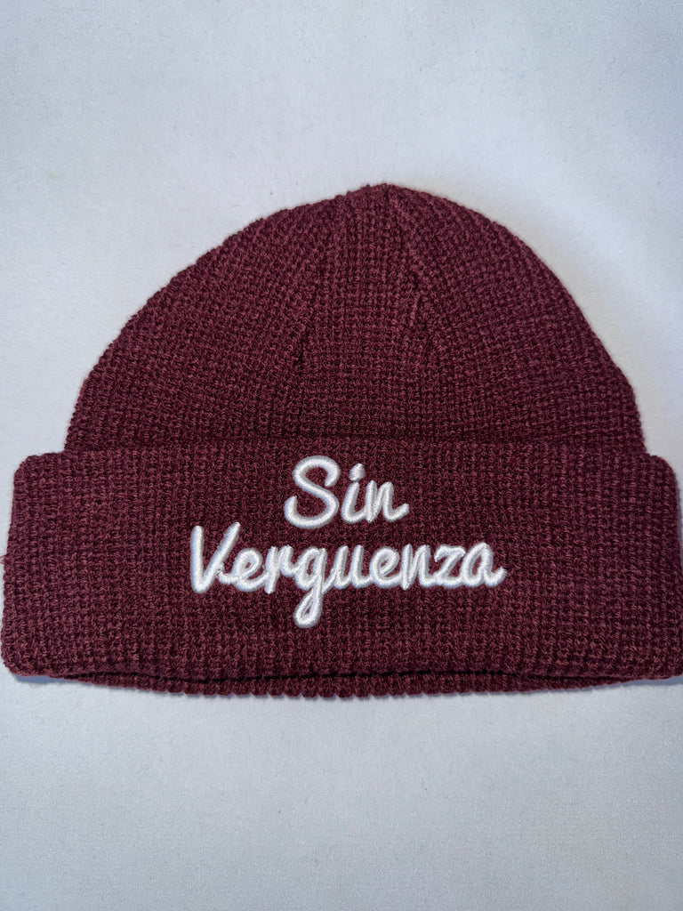 Sin Verguenza Burgundy Fisherman Skully